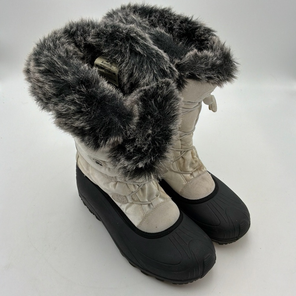 Kamik Women's Momentum Boots Winter Snow Waterproof Faux Fur Lined White Size 9